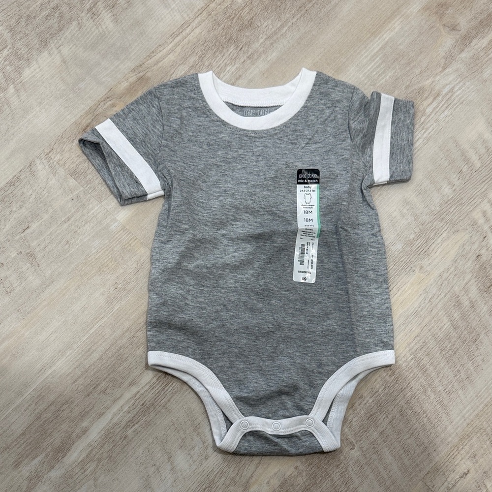 Okie Dokie Gray and White Bodysuit